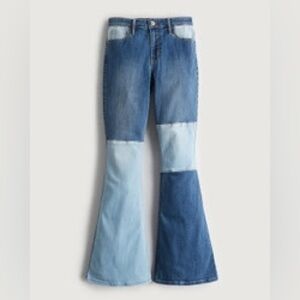NWT Hollister Blue Patchwork Flare Jeans